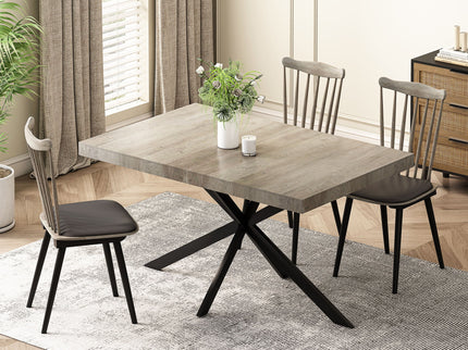 Retro Rectangular Stretch Dining Table With Embossed Center Plate