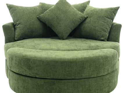 360° Swivel Accent Barrel Chair With Storage Ottoman & 4 Pillows, Modern Leisure Chair Round Accent For Living Room