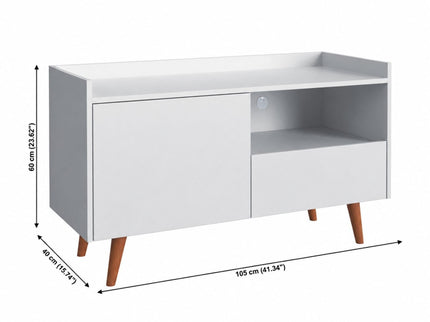 TV Stand For TVs Up To 45" With Open Storage Shelf, Cable Management, 1 Door And 1 Drawer
