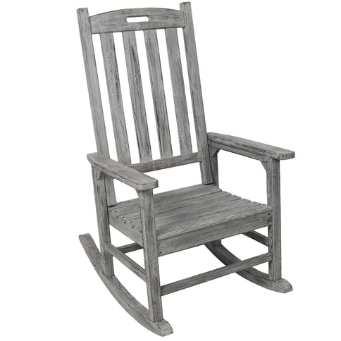 Oversized Porch Rocker Chair With Wide Seat And Tall Backrest