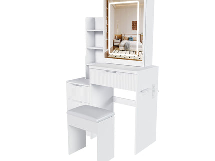 Modern Vanity Desk With 3 LED Lighting Modes, 4 Drawers