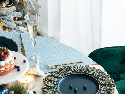 Plastic Charger Plate (Set of 8) - Blue / Gold