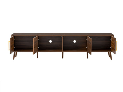 TV Stand For TVs Up To 85" With Fluted Door, Cable Management, Soft-Closing Hinges - Walnut