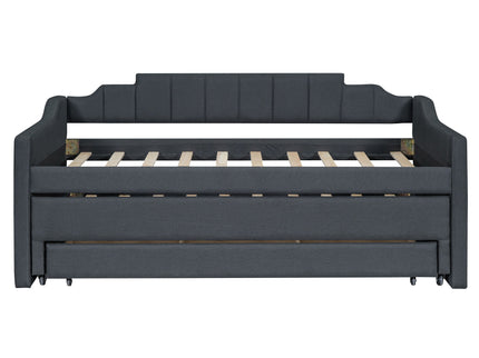 Upholstered Simple Design Daybed With Trundle And 3 Drawers