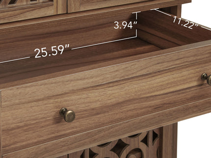 4 Door Cabinet With 1 Drawer, With 4 Adjustable Inner Shelves, Storage Cabinet