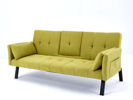 Sofa Bed With Foldable Design And Cup Holder - Green