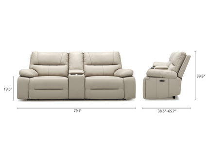 Malibu - Modern Power Motion 3 Piece Reclining Loveseat Sofa With Cup Holders - Cream Taupe Beige