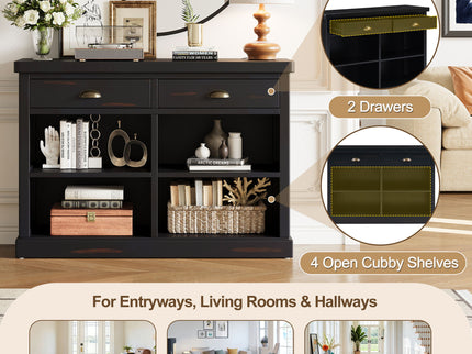 Console Table With 2 Drawers And Open Shelves