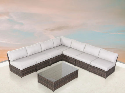 Comfortable Modern Patio Rattan Sectional Set With Cushions