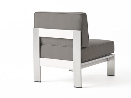 Outdoor Aluminum Armless Chair With Cushion - Silver
