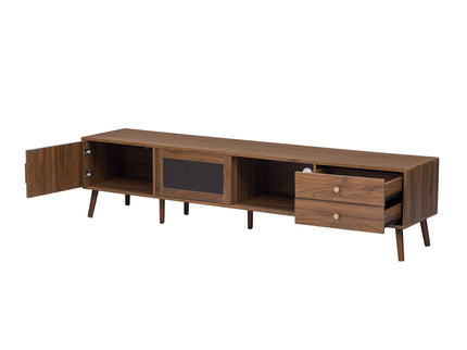 Doors TV Stand For TVs Up To 85", Entertainment Center With Storage Cabinets, TV Media Console Table For Living Room - Natural