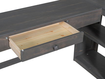 Loft Bed With U-Shaped Desk, Drawers, And Storage Shelves