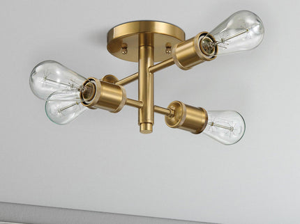 Ephemeral - 4 Lights Semi Flush Mount Ceiling Pendant - Antique Brass / Clear / Gold