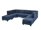 Blue / 3 Pc. U-Shape Sectional Sofa, 2 Ottomans