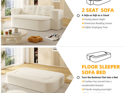 Convertible Floor Sofa Bed With Multi Functional Blanket