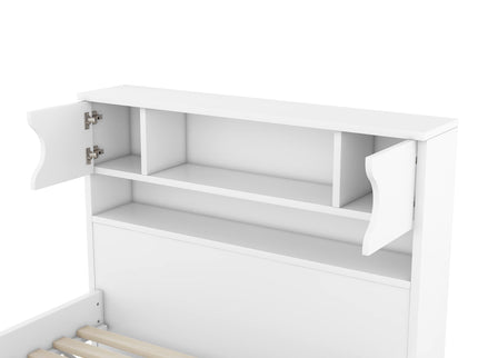 Captain Platform Bed Frame With Storage Bookcases, Shelves, And 4 Drawers