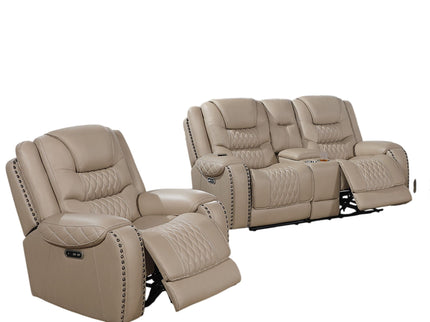 Power Motion Sofa Set With USB Ports And Adjustable Headrests