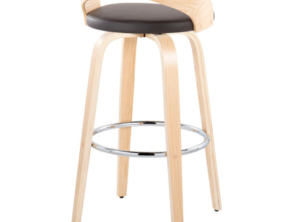 Grotto - Contemporary Fixed-Height Barstool With Swivel With Round Footrest (Set of 2)