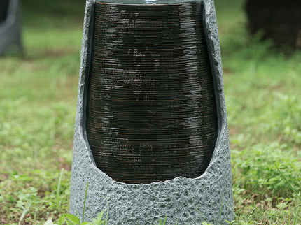 Indoor Outdoor Water Fountain, Unique Broken Urn Fountain Chic Dynamic Modern Design With Light For Garden