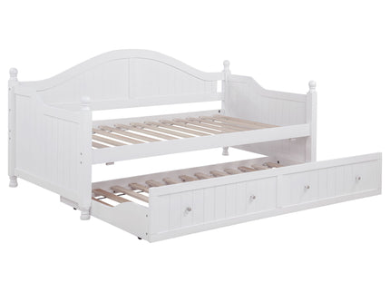 Twin Daybed With Trundle Storage Bed - White