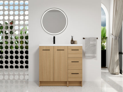 Wall Mounted Floating Bathroom Vanity With Sink, Door & Drawers Modular Cabinet