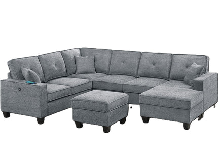 5 Piece Sectional Set With USB Port And Ottoman