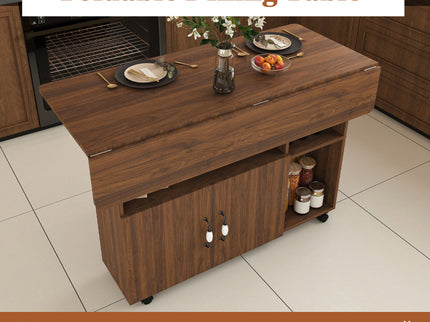 Multi Functional Folding Table With Storage Shelves And Wheels
