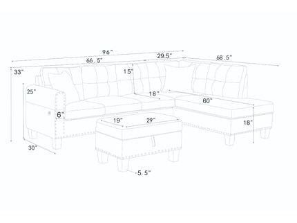 Camden - Power Sectional Sofa With Storage Ottoman And Built In Charging Ports - Gray