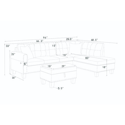 Camden - Power Sectional Sofa With Storage Ottoman And Built In Charging Ports - Gray