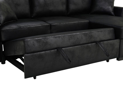 Upholstered Sectional With Pull-Out Bed And Chaise Storage