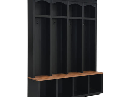 Entryway Hall Tree With Bench, 4 Hooks & Open Storage Space