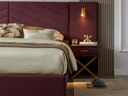 Comfortable Upholstered Bed With Vertical Channel Tufted Wingback Headboard