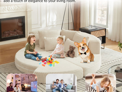 Semi Circular 2 In 1 Sofa Bed With Neck Pillow