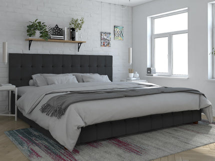 King Upholstered Bed With Storage - Black