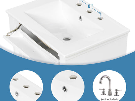 Freestanding Bathroom Vanity With Sink, Adjustable Shelf & Flip Drawer