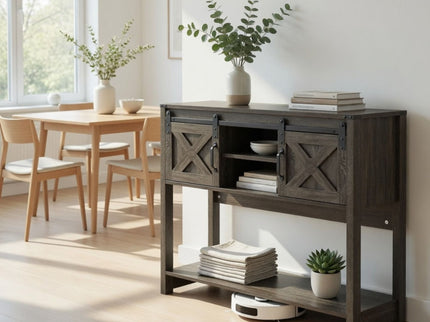 Farmhouse Entryway Table With Sliding Barn Door