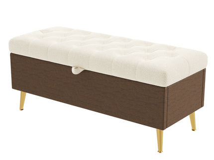 Modern Tufted Storage Ottoman Bench With Metal Legs