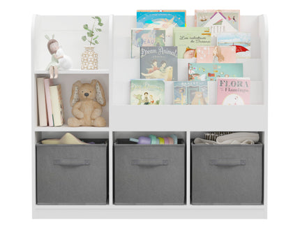 Bookcase And Bookshelf With 3 Collapsible Drawers, Multifunctional Display Stand