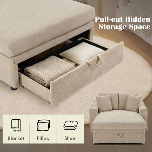 Modern Chaise Sofa With Hidden Storage For Living Room
