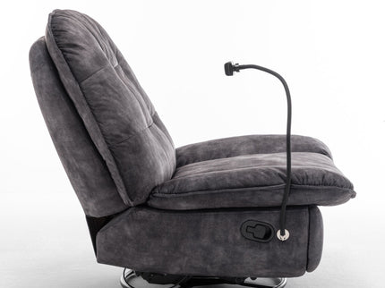 Modern Swivel Gliding Recliner Chair With Rocking Function And Phone Holder, Large Comfortable