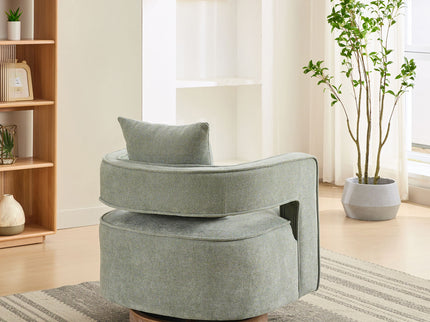 Swivel Accent Open Back Barrel Chair With Weathered Base