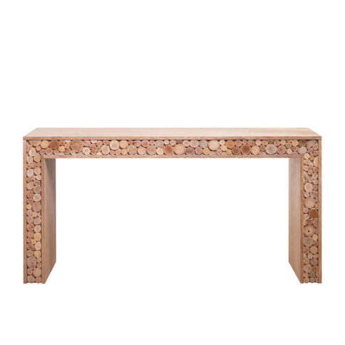Rustic Wood Console Table With Natural Log Accents, Entryway Table, Narrow Sofa Table, Hallway Accent Table, Modern Farmhouse Style - Natural