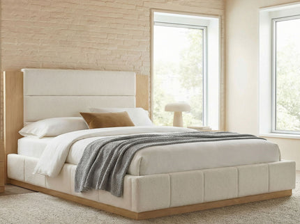 Modern Upholstered Platform Bed With Extended Headboard
