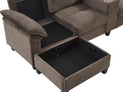 Modern U-Shaped Sectional Sofa With Storage Ottomans