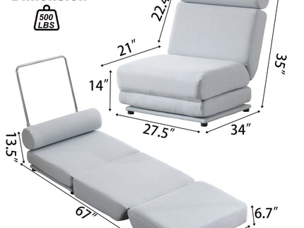 Foldable Single Chair Sofa Bed With Pillow, Easy To Store, Breathable And Wearable
