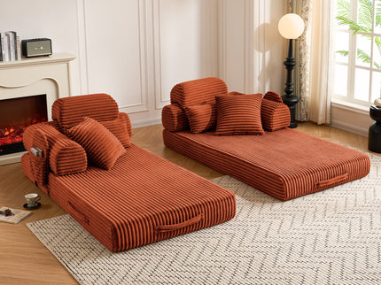 Convertible Sleeper Sofa With & Side Storage Pocket, Foldable Upholstered Couch For Living Room