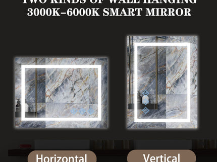 3000-6000K LED Bathroom Mirror With Lights, Anti-Fog Dimmable Lighted Wall Mounted Vanity Mirror Master Bath Modern Makeup (Only Mirrors, Not Cabinets) Horizontal & Vertical