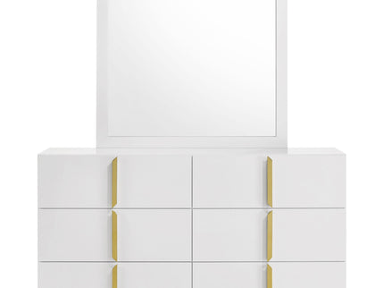 Lauryn - 6 Drawer Dresser With Mirror - Gloss White