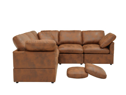Modular Cloud Sectionals Sofa, Freely Configurable Corner - Light Brown