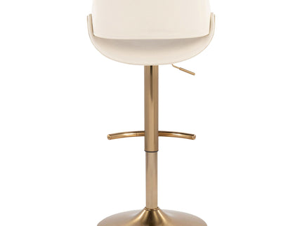 Fabrico - Contemporary Adjustable Barstool With Swivel With Rounded T Footrest (Set of 2) - Gold / Cream